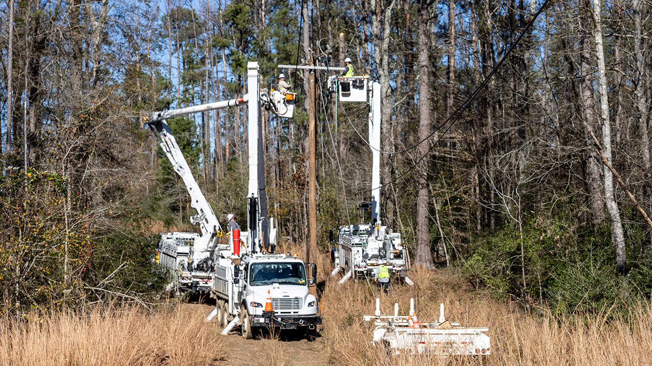 Crews restore power near Brookhaven, Mississippi.